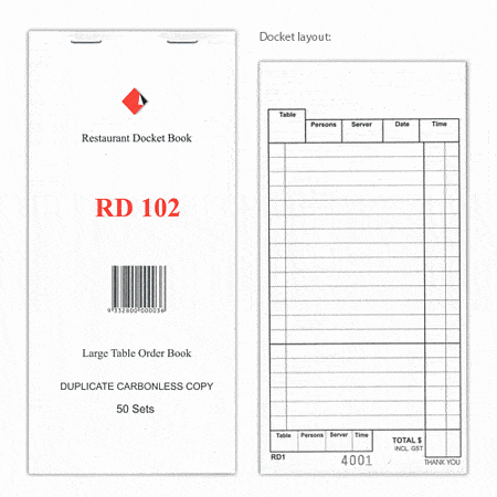 Restaurant Docket Order Book – Printing Jet